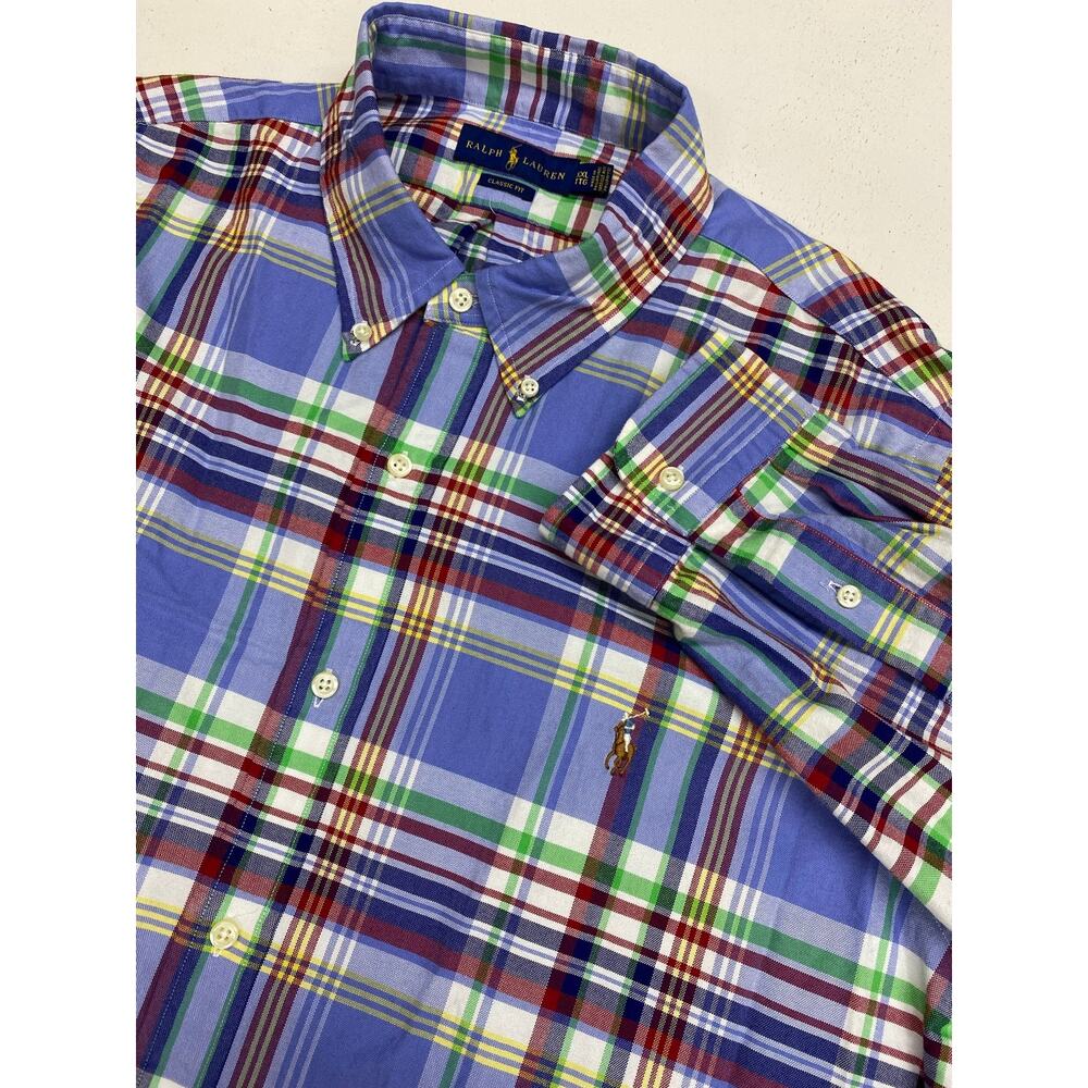 NEW Ralph Lauren Classic Fit multicolor pony logo plaid button down shirt XXL